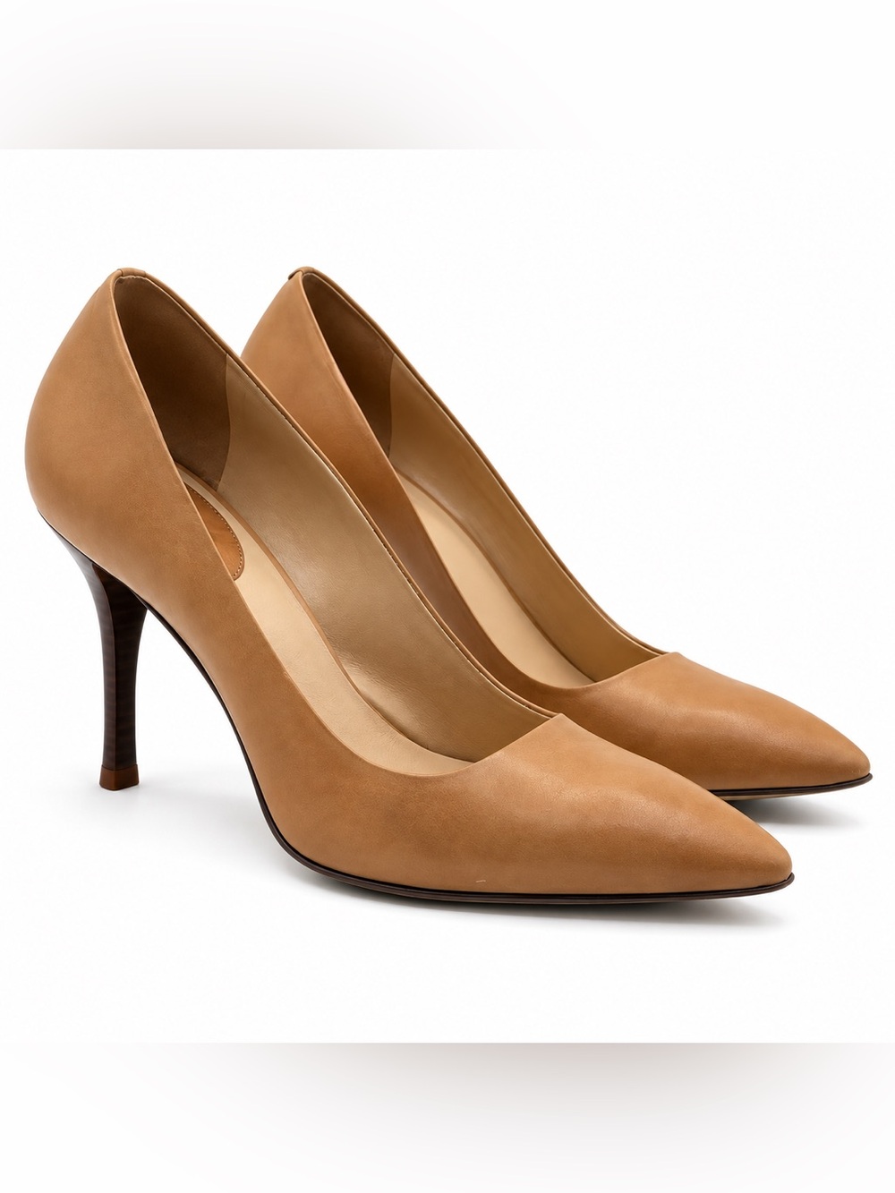 Cole Haan Tan Leather Pointed Toe Stiletto Pumps Classic High Heels Size 7.5.B